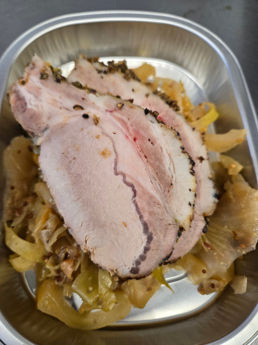 Roast Porkloin w/ Bacon, Mustard & Cabbage (12oz)